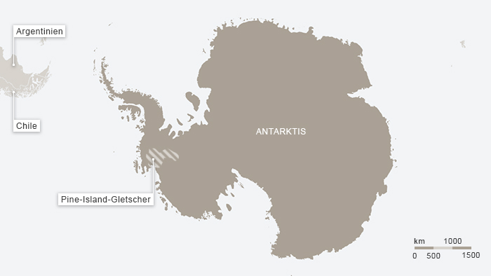 Karte Antarktis Pine-Island-Gletscher Deutsch