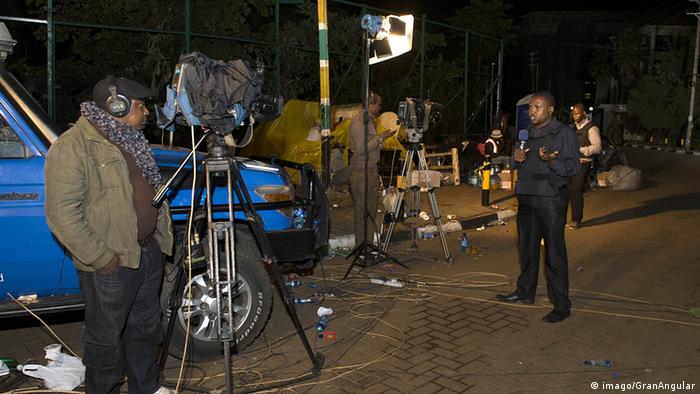 A Kenyan news team at work.