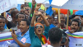 The opposition Blue Party demonstrating in Addis Ababa