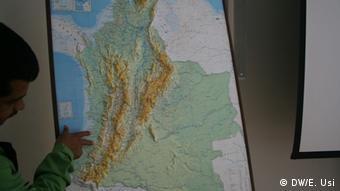 Mapa de Colombia: El Cauca, al suroeste del país. 