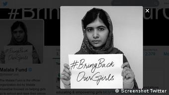 Malala #bringbackourgirls Screenshot Twitter