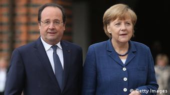 Kansela Angela Merkel wa Ujerumani na Rais Francois Hollande wa Ufaransa mjini Stralsund.(10.05.2014 )