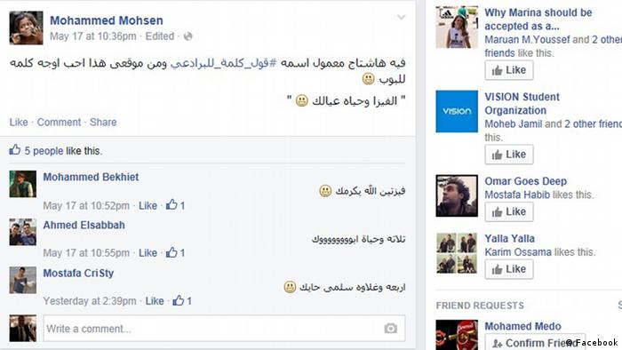 Screenshot Facebook Ägypten Debatte um El Baradei social media