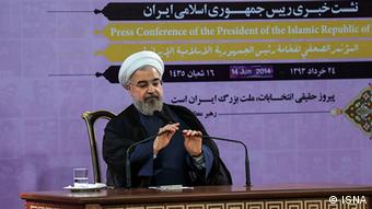 Hassan Rouhani at a press conference
Photo: ISNA via Habin Husseinifard
