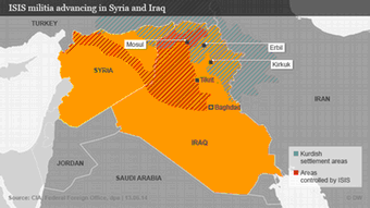 Τμήματα του Ιράκ και της Συρίας υπό τον έλεγχο των τζιχαντιστών