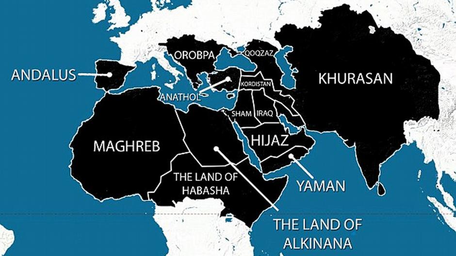 Angebliche ISIS-Karte Eroberungspläne ACHTUNG BESCHREIBUNG