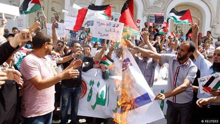 Proteste in Tunis Israel Lufangriffe Gaza Streifen