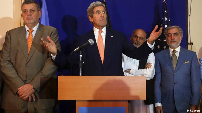 Afghanistan Regierungsbildung PK Kerry & Ghani & Abdullah 08.08.2014