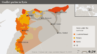 Map of the conflict parties in Syria.(Photo: DW/ Peter Steinmetz)