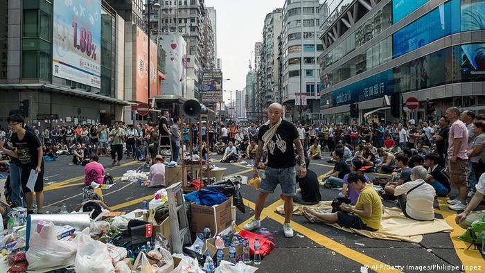 Hong Kong Anti Regierung Protest Demokratie Straßenblockade 30.9.