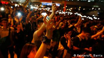 Hong Kong - Proteste mit dem Mobiltelefon