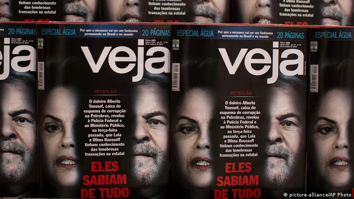 Düstere Titelseite mit den Gesichtern von Lula da Silva und Dilma Rousseff (Foto: AP Photo/Felipe Dana)