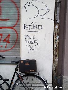 Graffiti in Berlin, Berlin hates you, Copyright: L. Harman