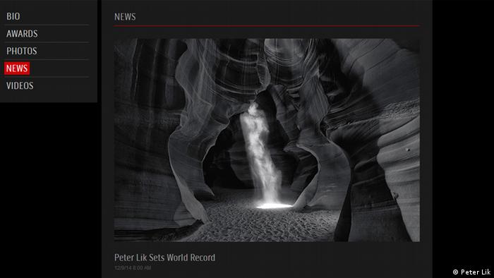 Screenshot Homepage Peter Lik Phantom