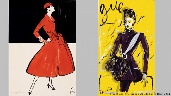 Слева: Рене Грюо, Мода от Диора, 1955 год, справа: Кристиан Берар, без названия, 1938 год.
