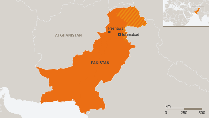 Karte Pakistan Peschawar Englisch