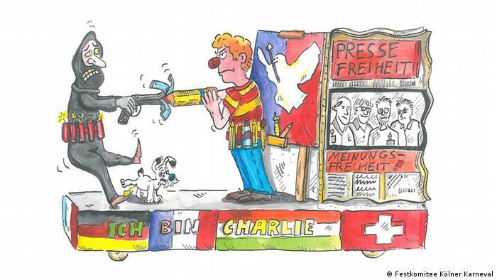 Drawing of suggested Charlie Hebdo float 