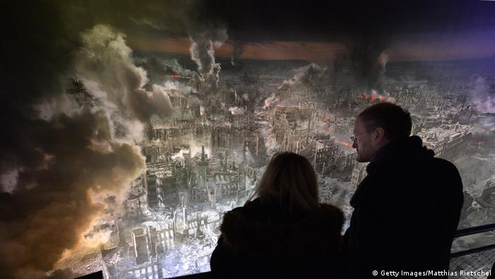 Simulated view of firebombed Dresden as part of the 360-panoramic display at Panometer in Dresden, January 23, 2015, Copyright: Getty Images/Matthias Rietschel