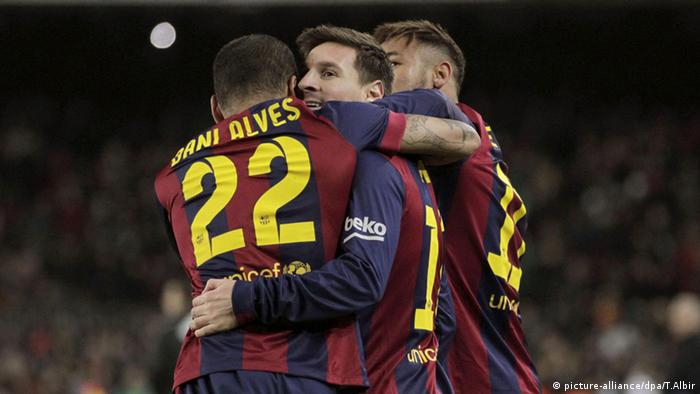 Dani Alves, Neymar , Leo Messi FC Barcelona gegen Atletico Madrid 