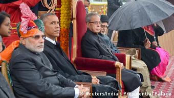 Indien Parade Barack Obama Pranab Mukherjee Narendra Modi Mohammad Hamid Ansari 26.1.