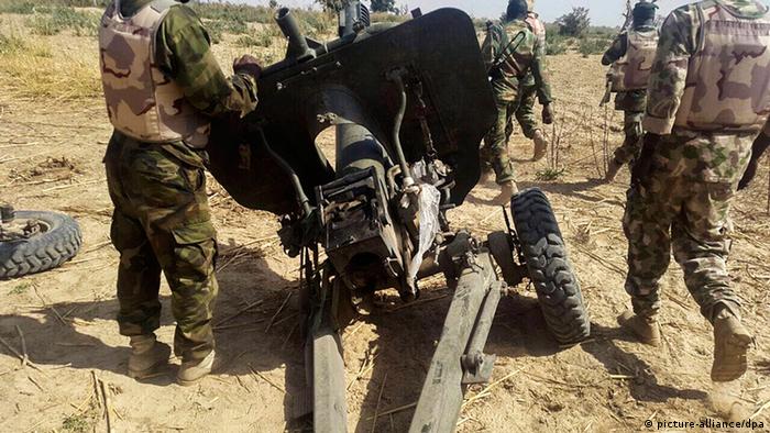 A piece of field artillery used by Boko Haram militants captured by the Nigerian military in Maiduguri, Borno State, North East Nigeria, 27 January 2015