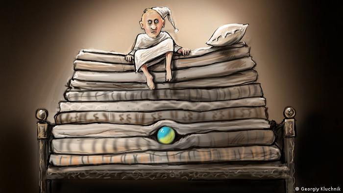 Карикатура Георгія Ключника Путін на горошині