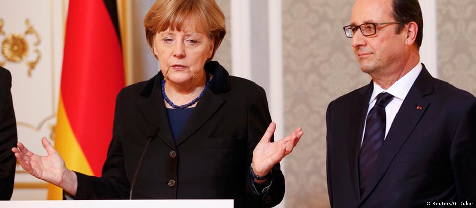 Angela Merkel e François Hollande em Minsk