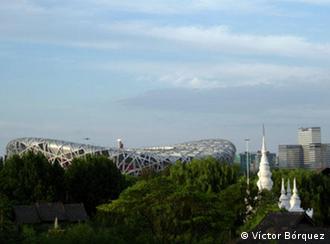 Aussicht auf Olympiastadium in Peking. Datum: 16.08.2008 Foto: Victor Bórquez
