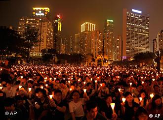 Kerzenlicht-Gedenkfeier in Hongkong, 21. Jahrestag des Tiananmen-Massakers